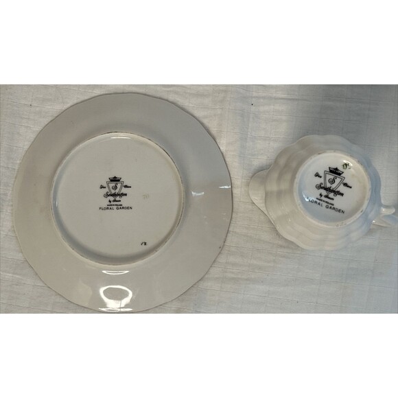 Southington Baum Floral Garden Porcelain Gravy Boat Server & Plate 7.5” Polland - Picture 4 of 6